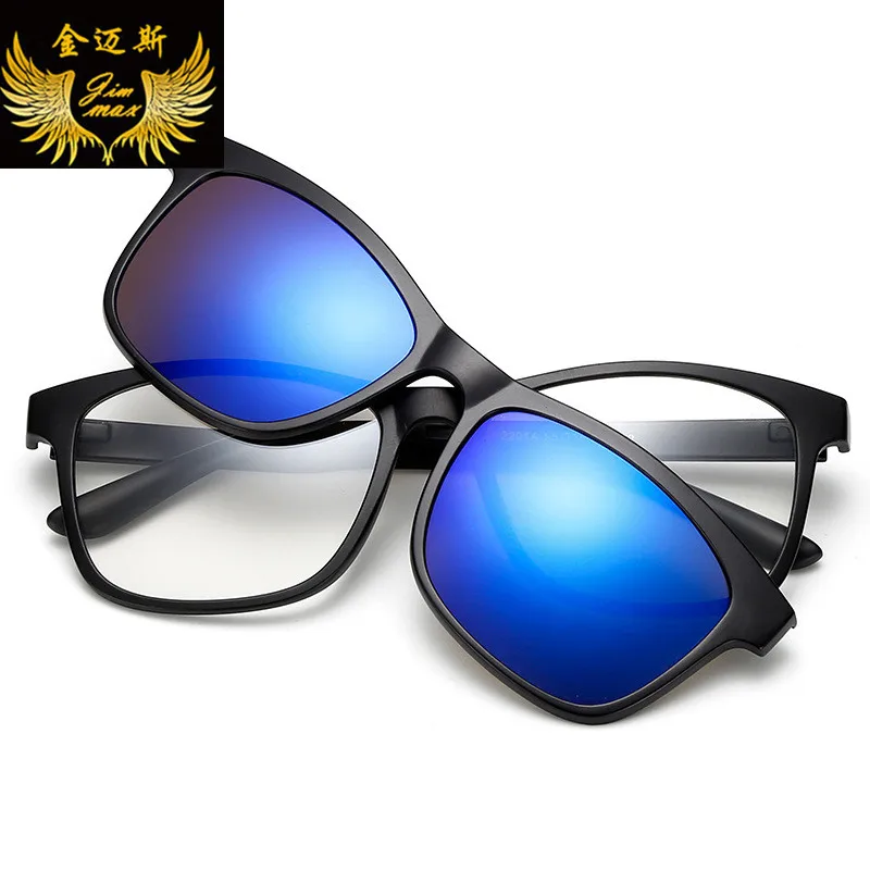 Модные квадратные мужские женские солнцезащитные очки с 5 шт. сменный зажим на Новые поляризованные магнитные солнцезащитные очки для мужчин и женщин