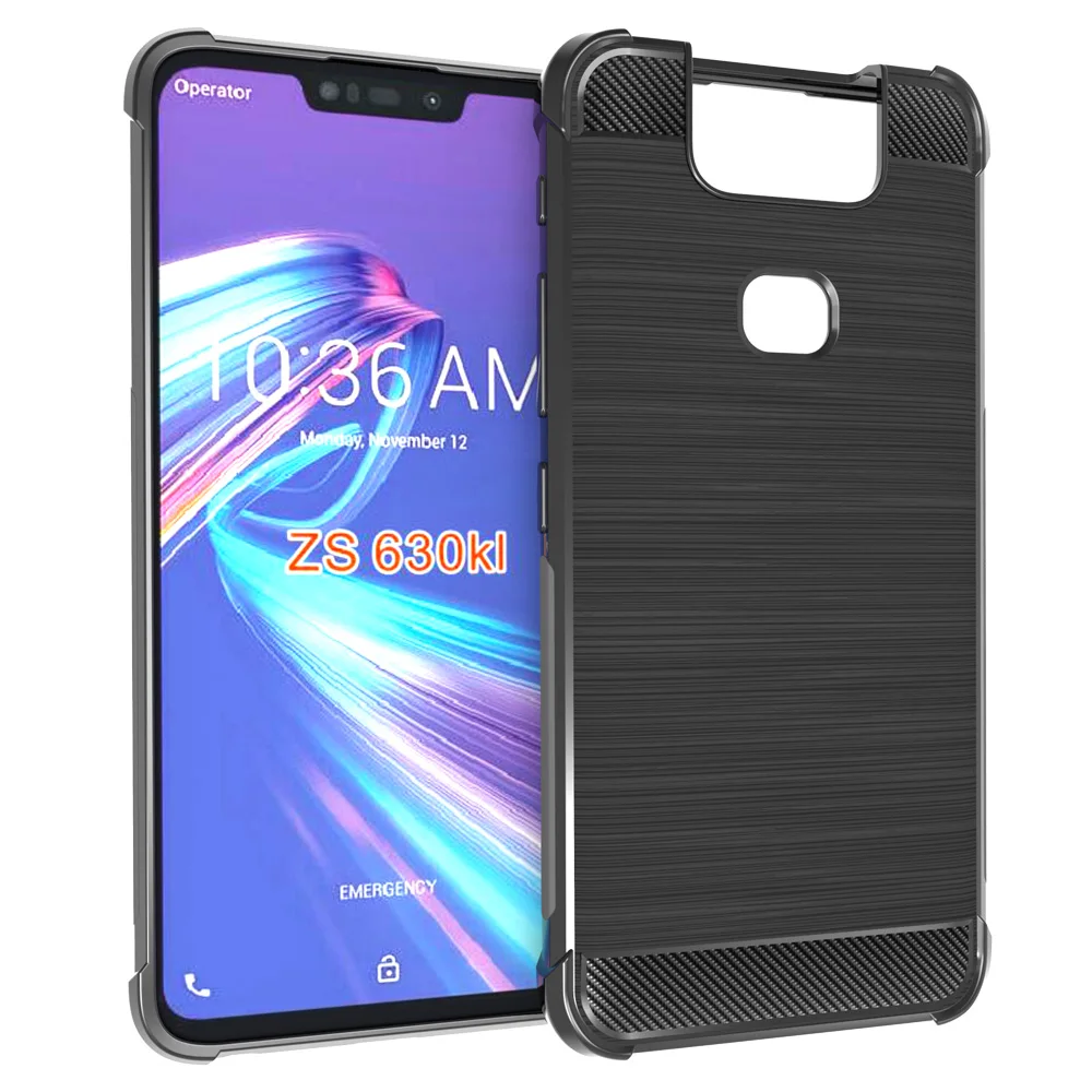 

Shock Absorption Cover Soft TPU Anti Scratch Carbon Fiber Design Back Case for ASUS Zenfone 6 2019 ZS630kL