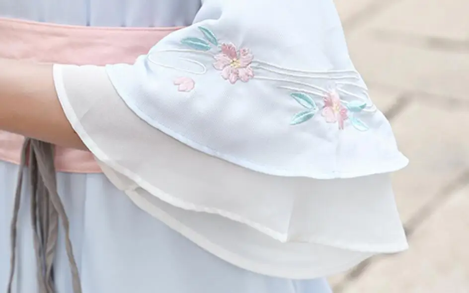 Summer National Daily Women Dress Improved Han Chinese Clothing Vintage Cross Collar Double Dress Expansion Han Element Dress11