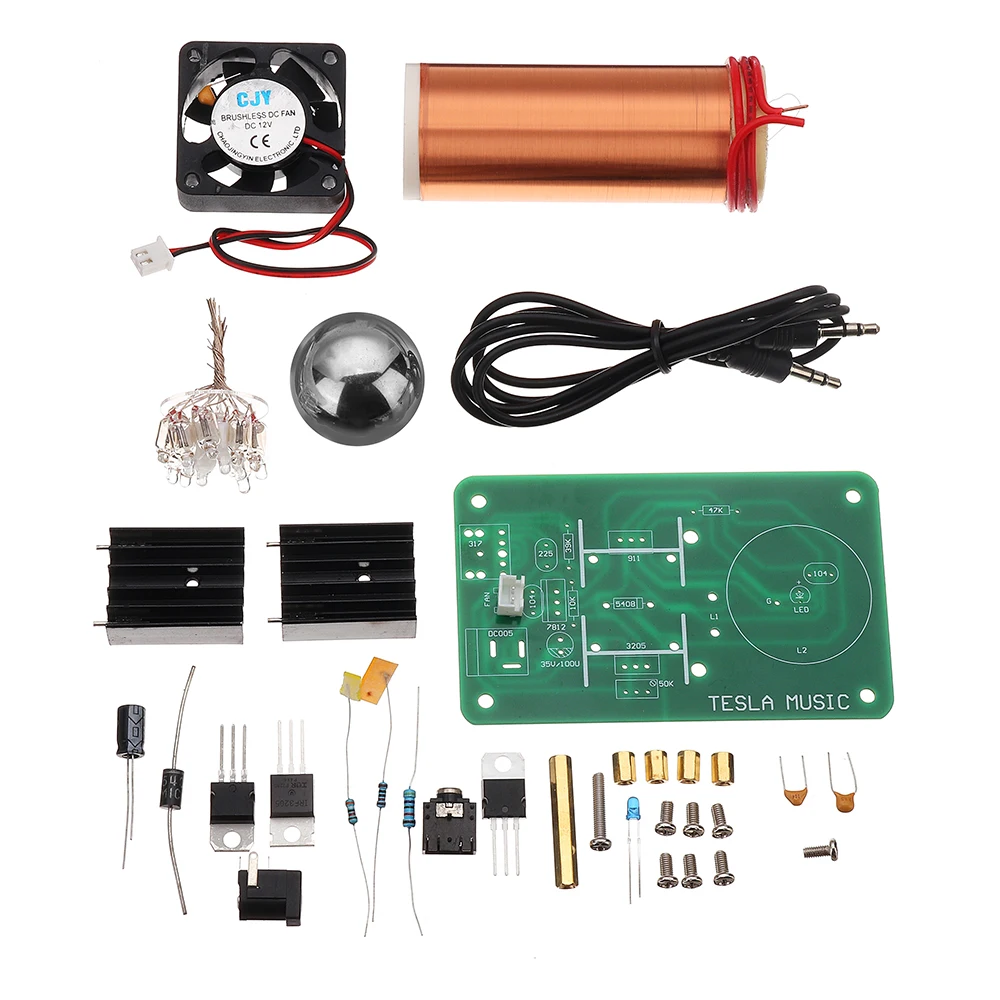 

LEORY DIY Mini DC 15-24V Tesla-Coil Plasma Speaker Kit Music Wireless Transmission Board Module With Lamp And Ball