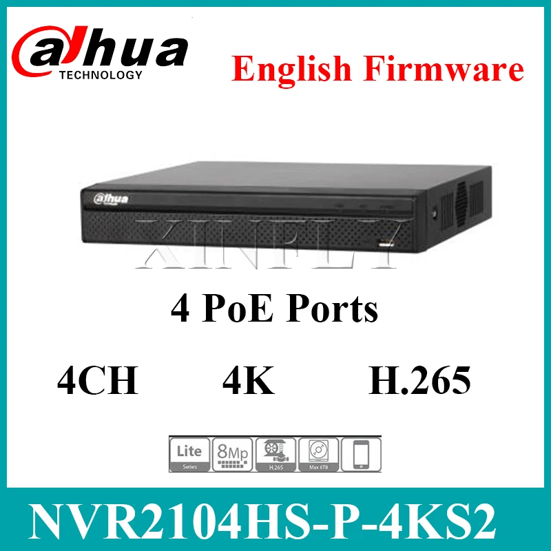 Dahua NVR2104HS-P-4KS2 4CH POE, сетевые видеорегистраторы с 1 интерфейсом SATA 2USB с жестким диском выбирается Замена NVR2104HS-S2