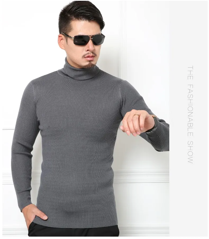 Последний стиль Осень-зима мужской повседневный однотонный теплый свитер водолазка уплотненная свитер