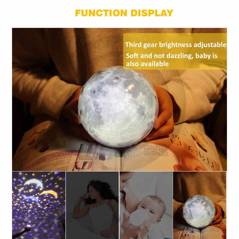 

LED Night Light USB Rechargeable Starry Sky Star Moon Planet Cosmos Projector Lamp Kid Birthday Gift JA55