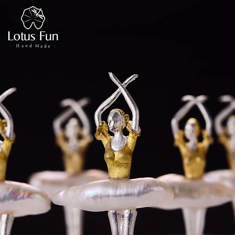 Lotus Fun реальные стерлингового серебра 925 натуральный жемчуг ручной работы Дизайн Fine Jewelry Элегантный балерина