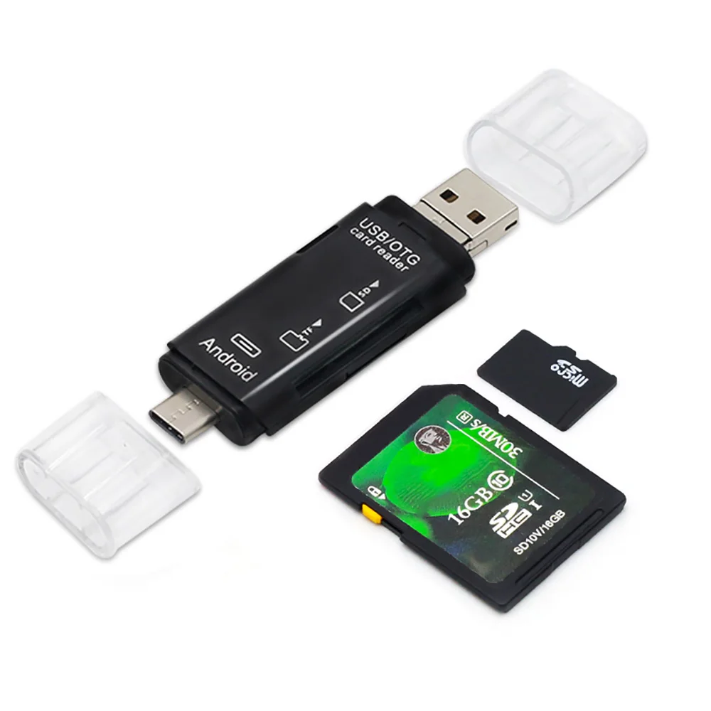 Для Macbook компьютера Android IOS Reader Multi 3 в 1 Тип C/Micro USB/USB OTG кардридер высокая скорость USB 2,0 универсальный OTG TF/SD