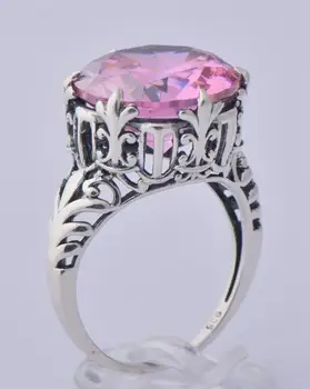 

Pirate ship style ring is 925 sterling silver jewelry series of zircon pink zircon female wedding rings