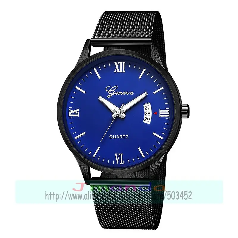 

100pcs/lot 638 hot selling high quality calendar mesh watch for men women geneva mesh watch wrap quartz casual clock wholesale