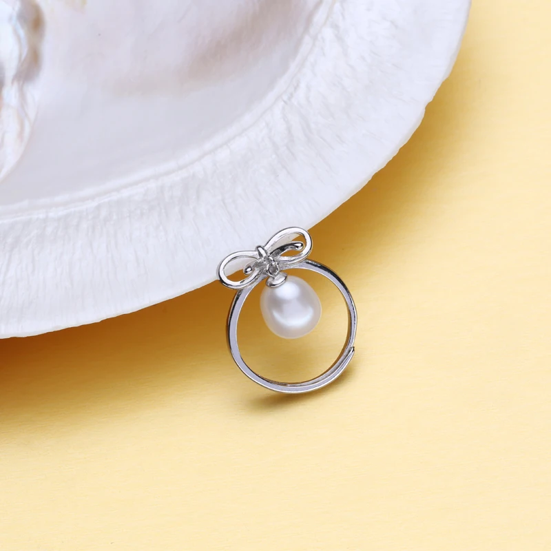 FENASY бренд Элегантность Кольцо бантик кольцо из стерлингового серебра 925 7-8 мм белый натуральный пресноводный жемчуг кольцо 2019 Новый
