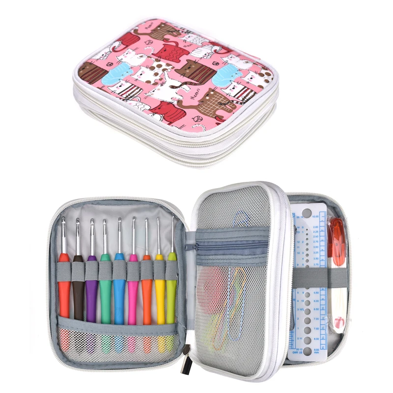Looen Mix 21 Sizes Crochet Hooks Set Yarn Knitting Needles Sewing Tools Full Set Knit Gauge Scissors Stitch Holders DIY Craft  (6)