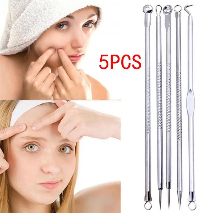 Черноголовых remove5Pcs Прыщ Пятна комедона акне Extractor Remover Набор инструментов Acne Extractor Remover Набор инструментов dropshipping 18jun8