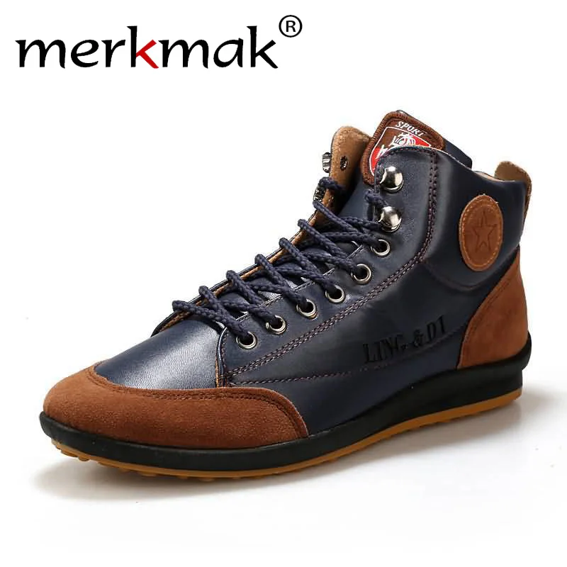 Meilleur Nouveau 2018 Hommes En Cuir Bottes De Mode Automne Hiver Chaud Coton Marque Cheville Bottes Lacent Hommes Chaussures Chaussures Occasionnels de Baisse gratuite