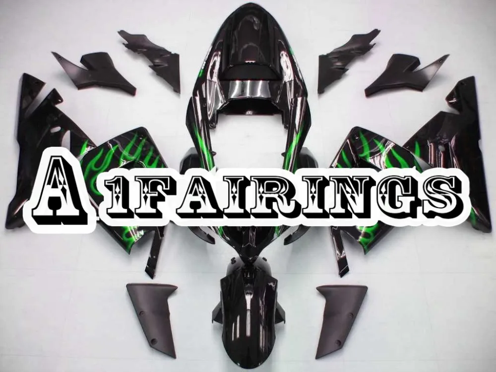 Черный зеленый пламя крышки для Kawasaki ZX-10R 2004 2005 полный кузовные Обтекатели