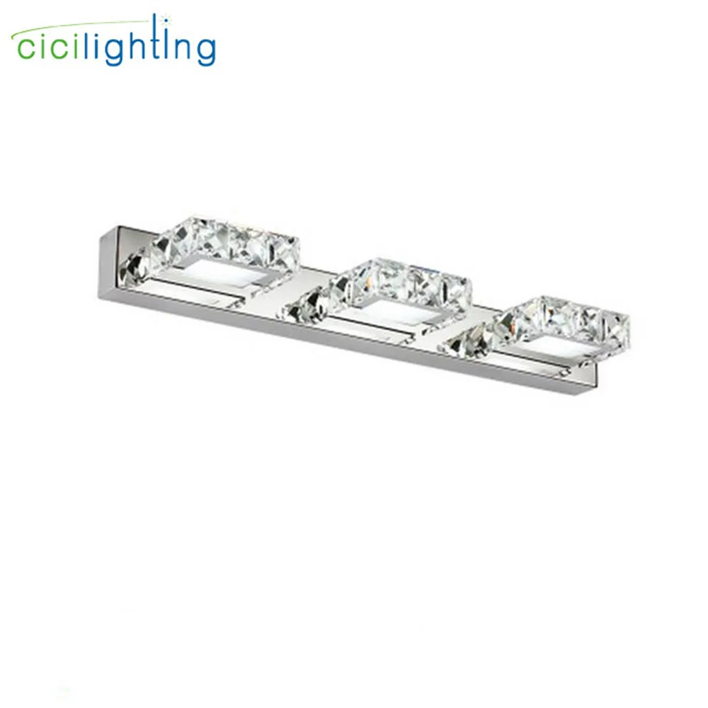 110-220 V L16cm 32 سنتيمتر 46 سنتيمتر 62 سنتيمتر الحديثة الحد الأدنى LED كريستال مرآة من الستانليس ستيل الجبهة مصباح الحمام الغرور المرحاض جدار أضواء