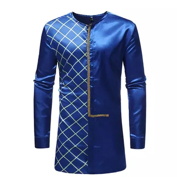

3 Colors Autumn Adult Men Women Solid Striped Plaid African Wear Button Up Tee Top Tunic Wedding Shirt Suit For Groomsmen 3XL