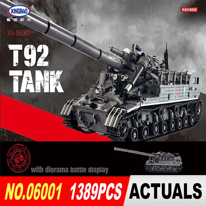 

XingBao 06001 1389Pcs Creative MOC Military Series The T92 Tank Set Education Building Blocks Bricks Toys to Holiday gift