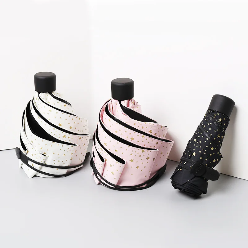 YADA Fashion Mini Fold Star Umbrella For Women Men Pocket Umbrella Rainy UV Small Waterproof Star Sky Umbrellas Parasol YD174