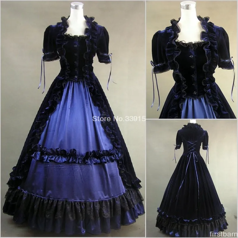 dark blue victorian dress