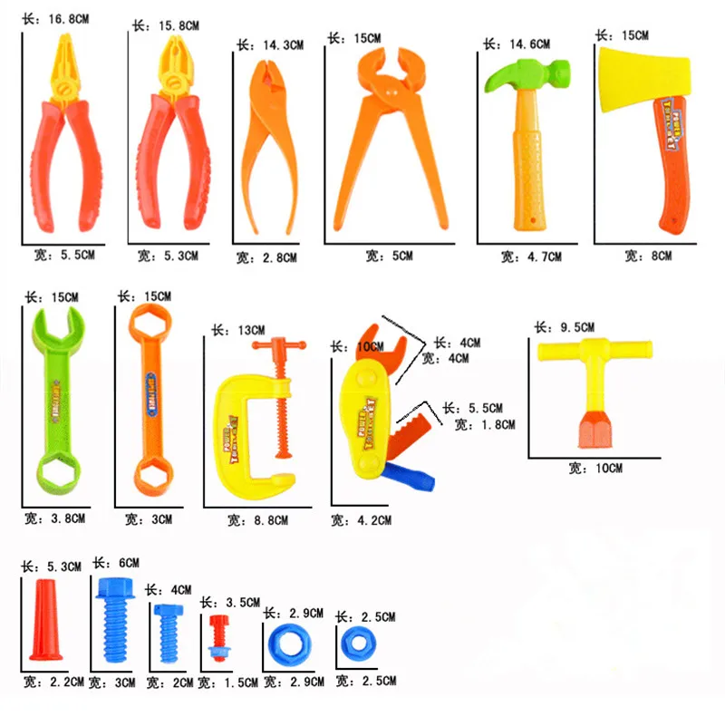 34 шт./компл. ремонт Инструменты игрушка детская строителей Пластик играть дома Интимные аксессуары комплект Ролевые игры классические