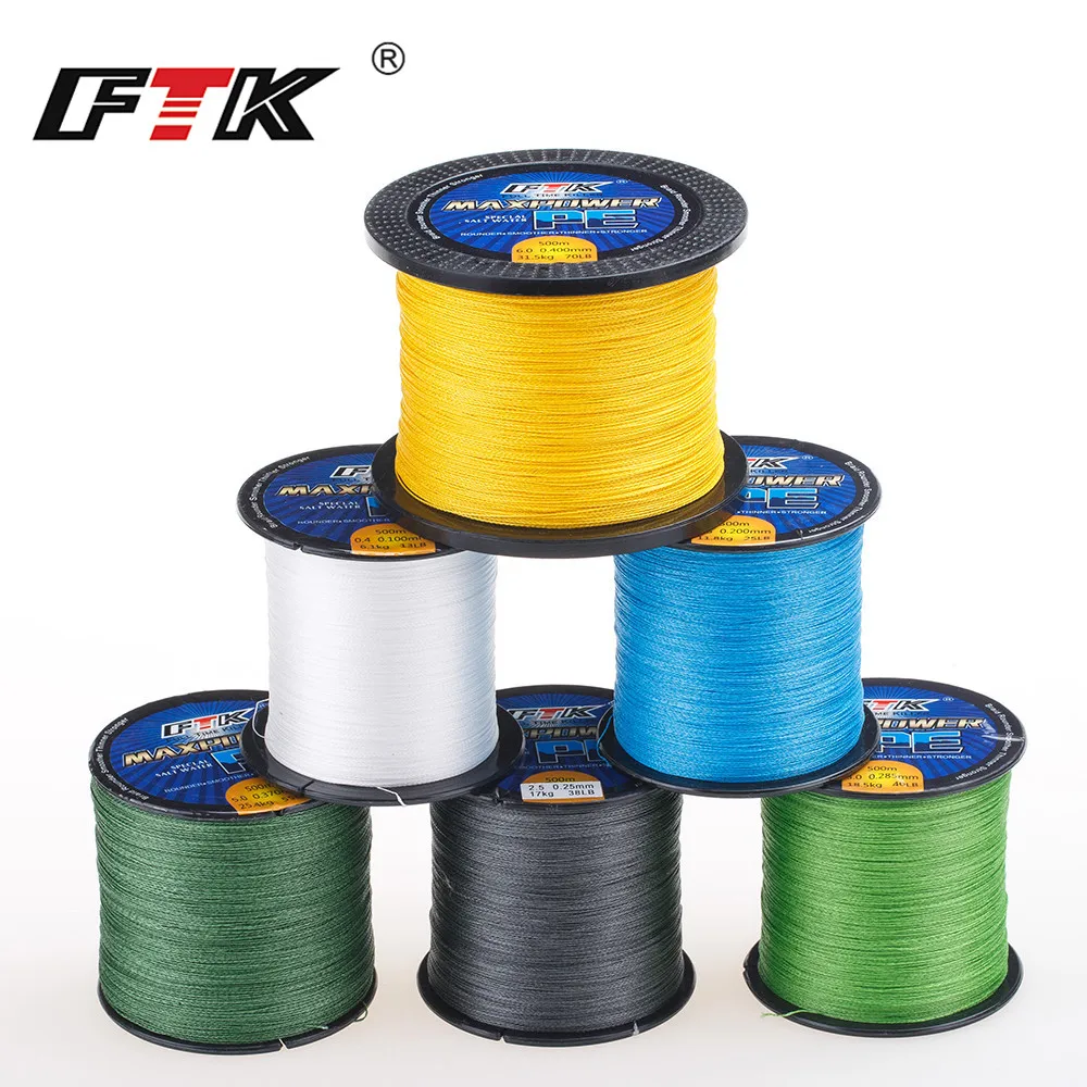 FTK Brand TP500M/547Yds Super PE Braided Multifilament Fishing Line 8LB 10LB 20LB 30LB 40LB 60LB Braided Line linha de pesca