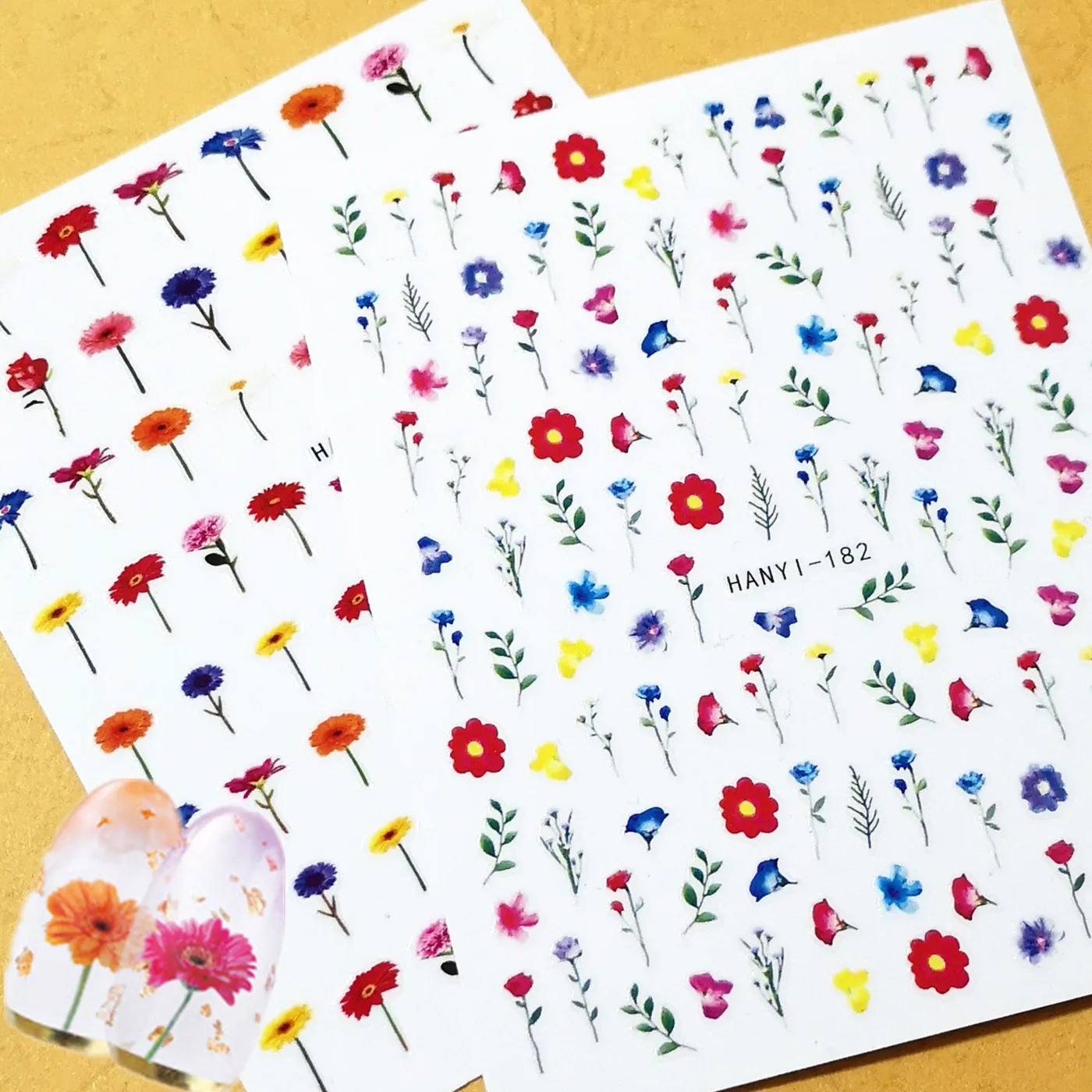 

Newest Hanyi 182 flower nail art sticker decal stamping Japan style rhinestones DIY nail decoration tools nail wraps