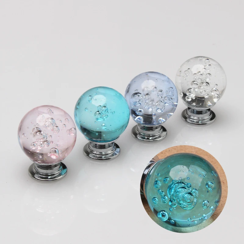 Transparent Crystal Glass Handle Bubble Alloy Modernized Round Ball