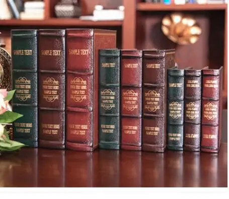 الجملة 3 PCS حجم كبير الأوسط والصغيرة كونتيننتال الرجعية الديكور مربع محاكاة وهمية خزانة كتب العفن تأثيث خزانة