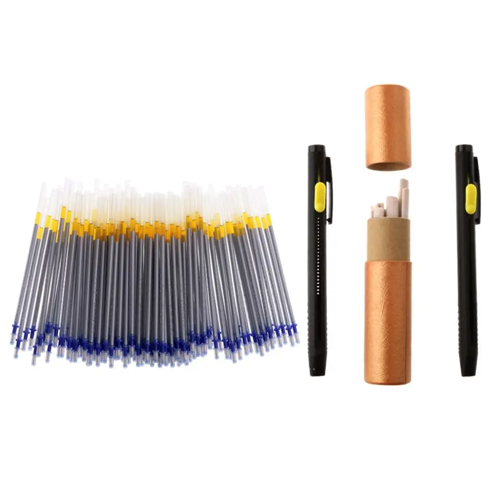 1 Set Tailors Chalk Pen Pencil Sewing Dressmakers + 100Pcs Silver Refill Pen