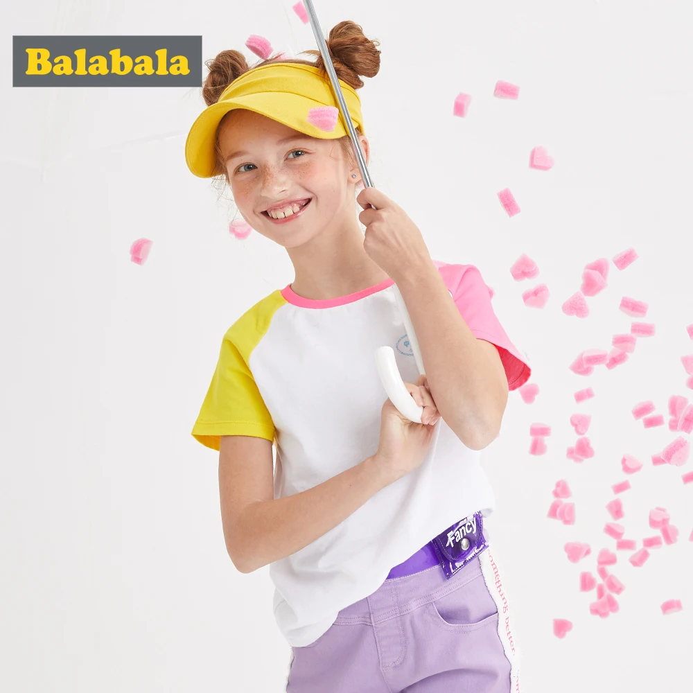 BalabalaChildren футболка с коротким рукавом для девочек Приталенная новая летняя