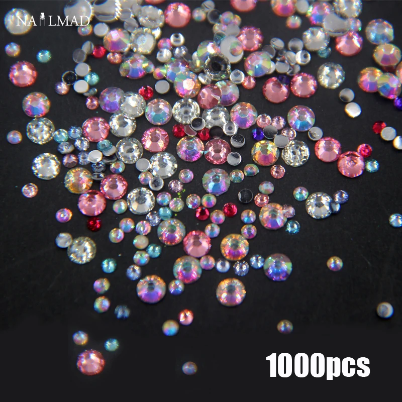 

1000pcs AB Rhinestones Mix Resin Flatback Rhinestones Nail Art Decoration Accessory