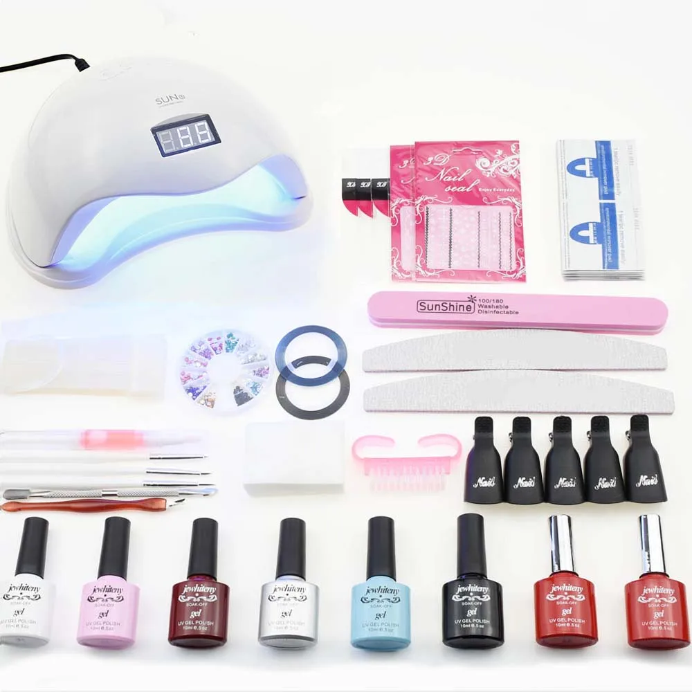 

Manicure set 48/50W UV LED Lamp Nail Dryer Set for all Nail gel polish kit 10ml 6 color gel nail polish set 1Top 1Base