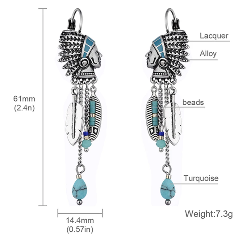 Ethnic Drop Earrings for women Vintage Indian Jewelry Tassel Feather Long Earrings Fashion Jewelry Bisuteria brincos 2018 - Image 6