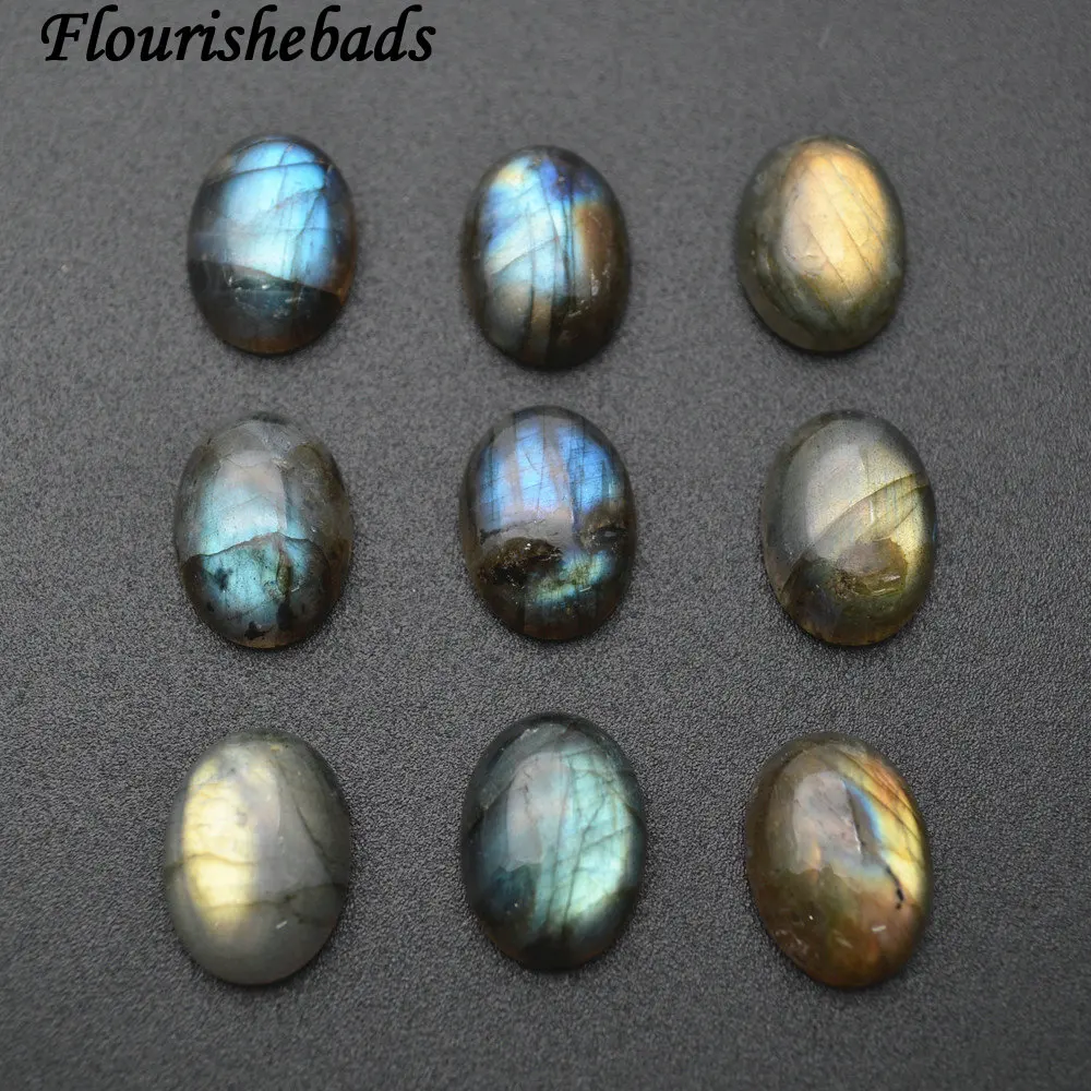

13x18mm Natural Labradorite Flat Oval Stone Cabochon Cabs Fit Fashion Jewelry Making 10pc Per Order