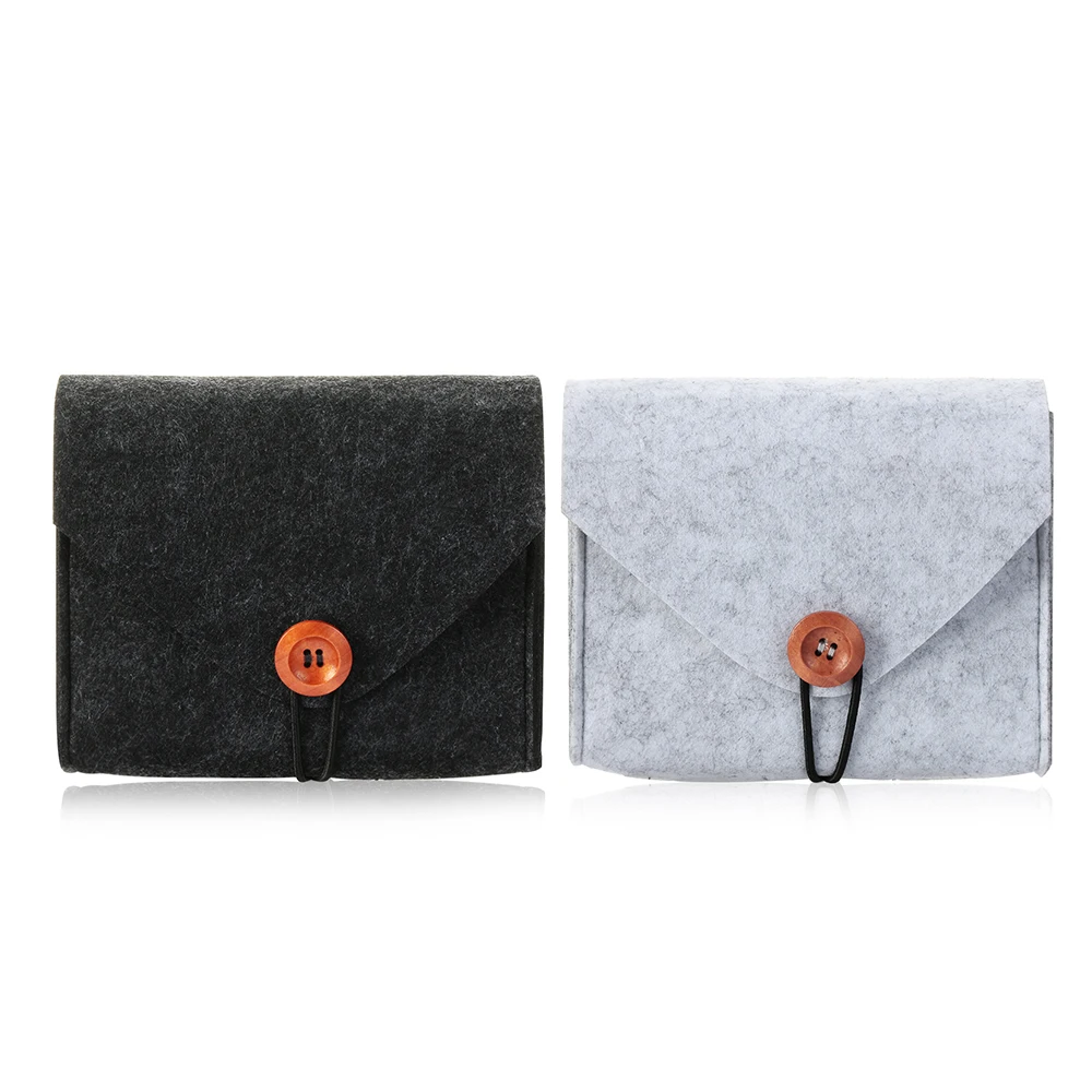 Men Business Coin Purse Earphone USB Date Cable Mouse Storage Bag Money Credit Card ID Holder Felt Pouch Wallet Travel Organizer