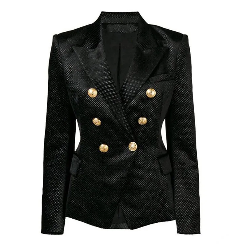 

Luxury Runway Designer Blazer Women Long Sleeve Double Breasted Slim Office Lady Elegant Stage Suit Jacket Femme Tops Plus Size