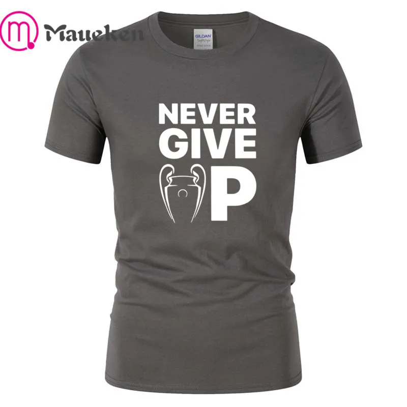 Мужская футболка с круглым вырезом и надписью never give up mo salah man 100% хлопок
