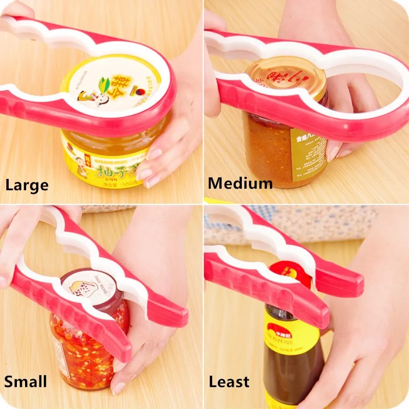 

Jars/Bottles Can Opener 4 In 1 Gourd-shaped Can Opener Multi Purpose Screw Cap Jar Opener Lid Grip Wrench Kitchen Tools