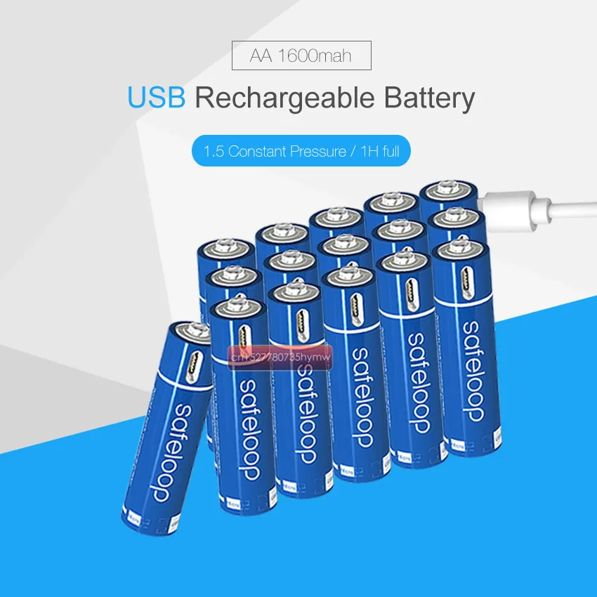 AA 1,5 V 1600 мА/ч, Батарея 2/4/8/12/16/20 штук USB быстрой зарядки Перезаряжаемые литий-полимерный Батарея заряжать по кругу проложен микро USB кабель - Цвет: 16pcs