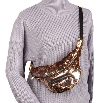 

Reversible Sequins Glitter Waist Bag Fanny Pack Belt Zip Bum Bag Pouch Hip Purse 1 pc