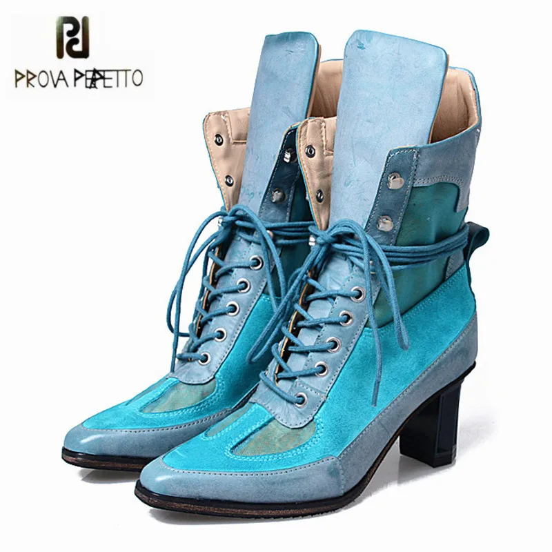 denim patchwork platform boots