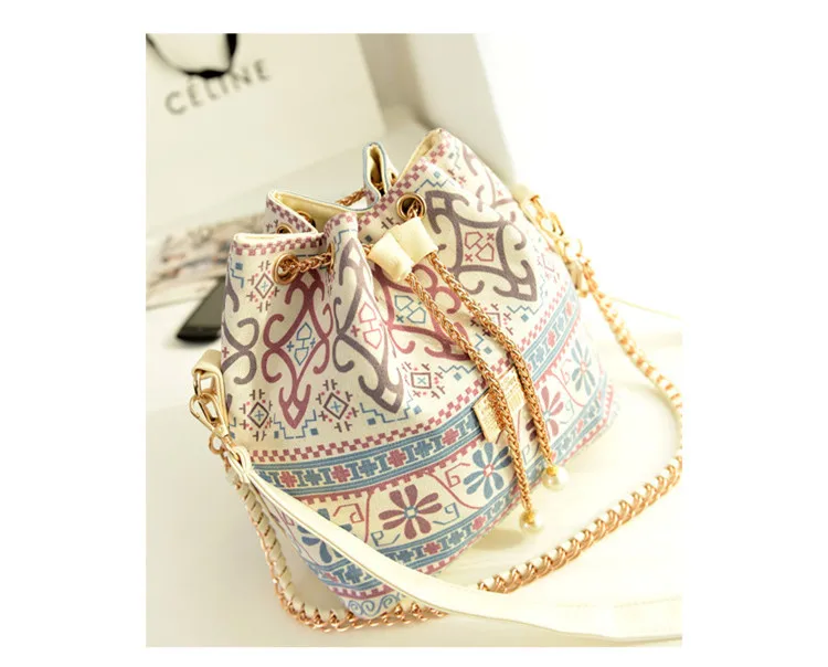 Drawstring bag Patchwork patterns shoulder messenger women handbag chain diagonal package canvas totes Free shipping | Багаж и сумки