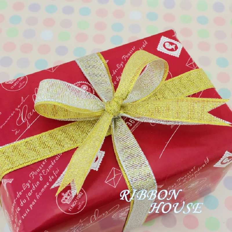 25 yards/roll)Gold and Silver gift packaging ribbon high quality