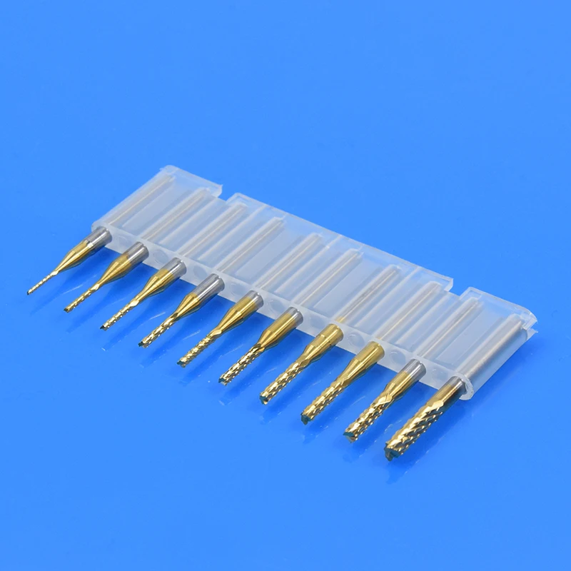 10 шт. 3 175 диаметр CNC концевая фреза мини карбид PCB фрезы набор 0 8 мм для фрезерных