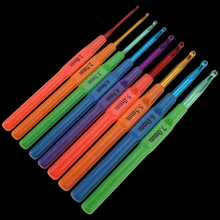 DIY вязальный инструмент красочная пластиковая ручка алюминиевые вязальные крючки