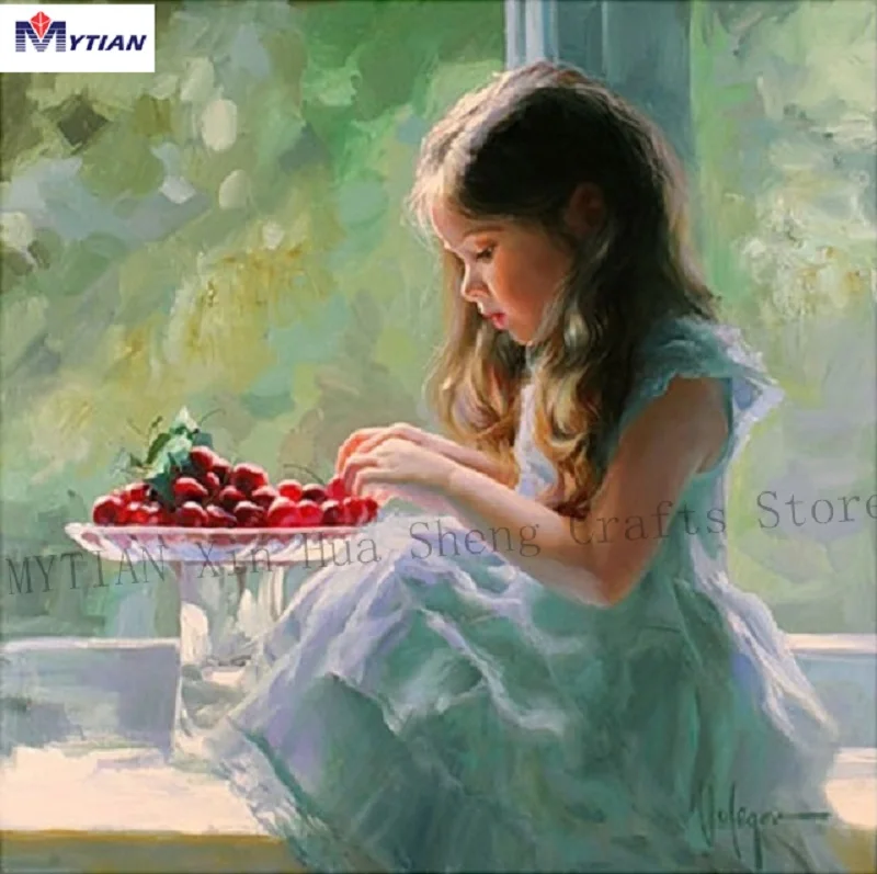 18062726_DIY Diamond Painting Little Girl Cherry 5D Diamond Embroidery  Angels Baby Cross Stitch 3D Diamond Mosaic Home Decor Gift