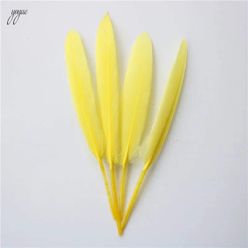 Золотые гусиные перья для поделок 10-15 см/4-6 дюймов Натуральное перо фазана пары для изготовления ювелирных изделий - Цвет: Yellow