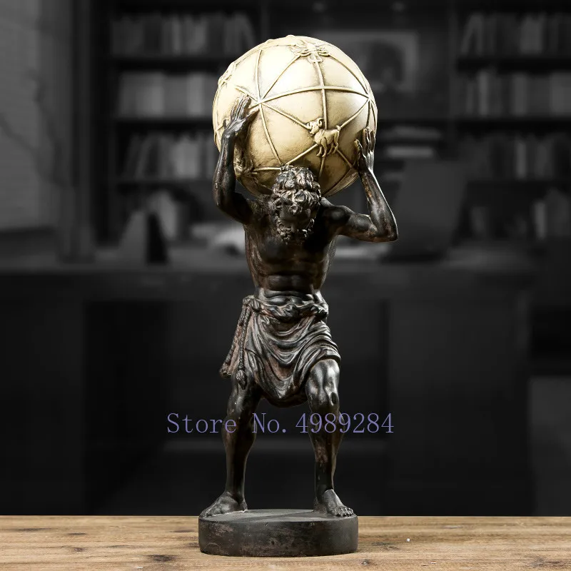 

Resin globe Greek mythology Titan sculpture Atlas Creative decoration Home decoration accessories Console TV cabinet