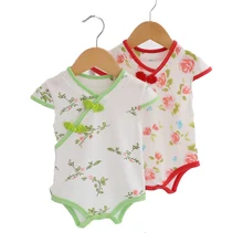 Летние детские комбинезоны в китайском стиле; Cheongsam; хлопковая одежда для маленьких девочек; Одежда для новорожденных; Roupas Bebe; вечерние комбинезоны для младенцев