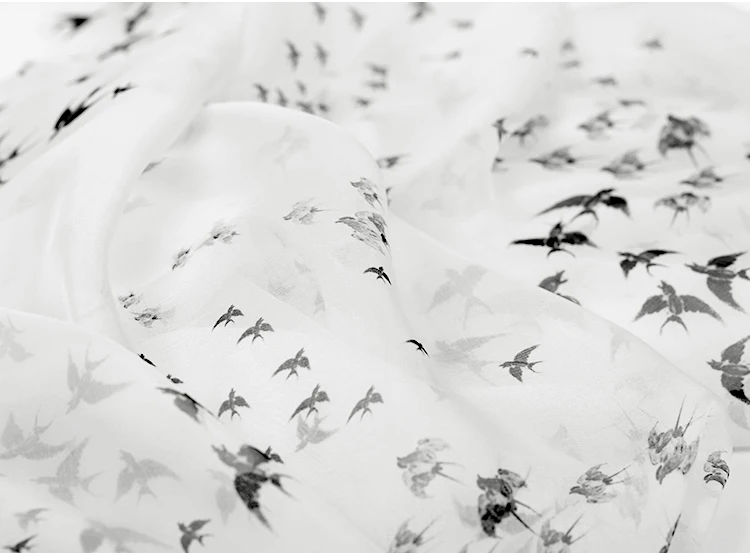 Новая мода 1 метр Ласточка белый шифон, ткань из чистого шелка платье материал элегантный