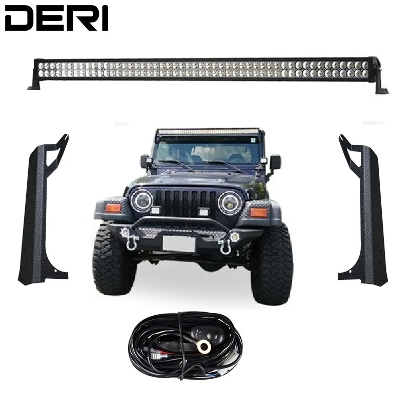 

3D 50 inch 288W Dual Row Straight LED Work Light Lamp Bar + Windshield Mounting Brackets For Jeep Wrangler TJ 1999-2006 Kit