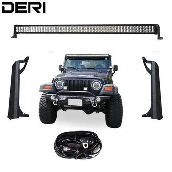

3D 50 inch 288W Dual Row Straight LED Work Light Lamp Bar + Windshield Mounting Brackets For Jeep Wrangler TJ 1999-2006 Kit